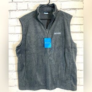 Columbia Gray Polar Fleece Zip Up Vest size Large